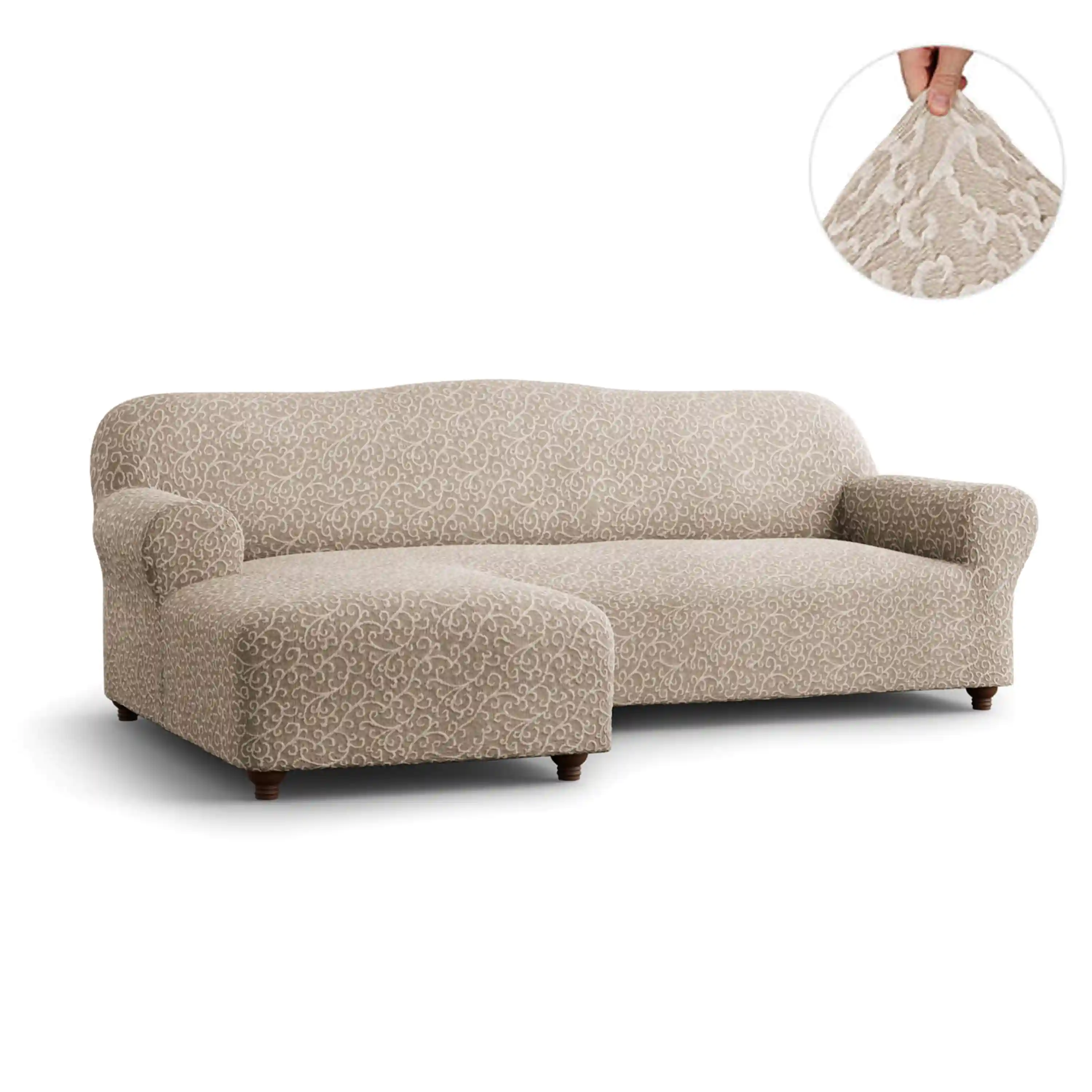 L-Shaped Sofa Cover (Left Chaise) - Arabesco, Jacquard 3D Collection